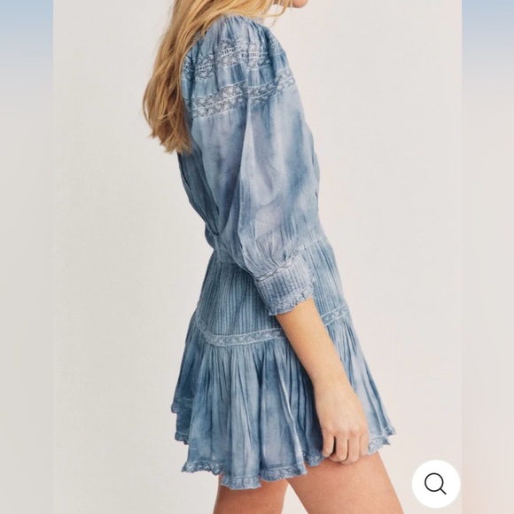 Love Shack Fancy - Viola Dress in Pacific Indigo Hand Dye - Picture 3 of 8